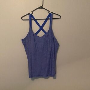 Women's Blue Athletic Tank with built in bra